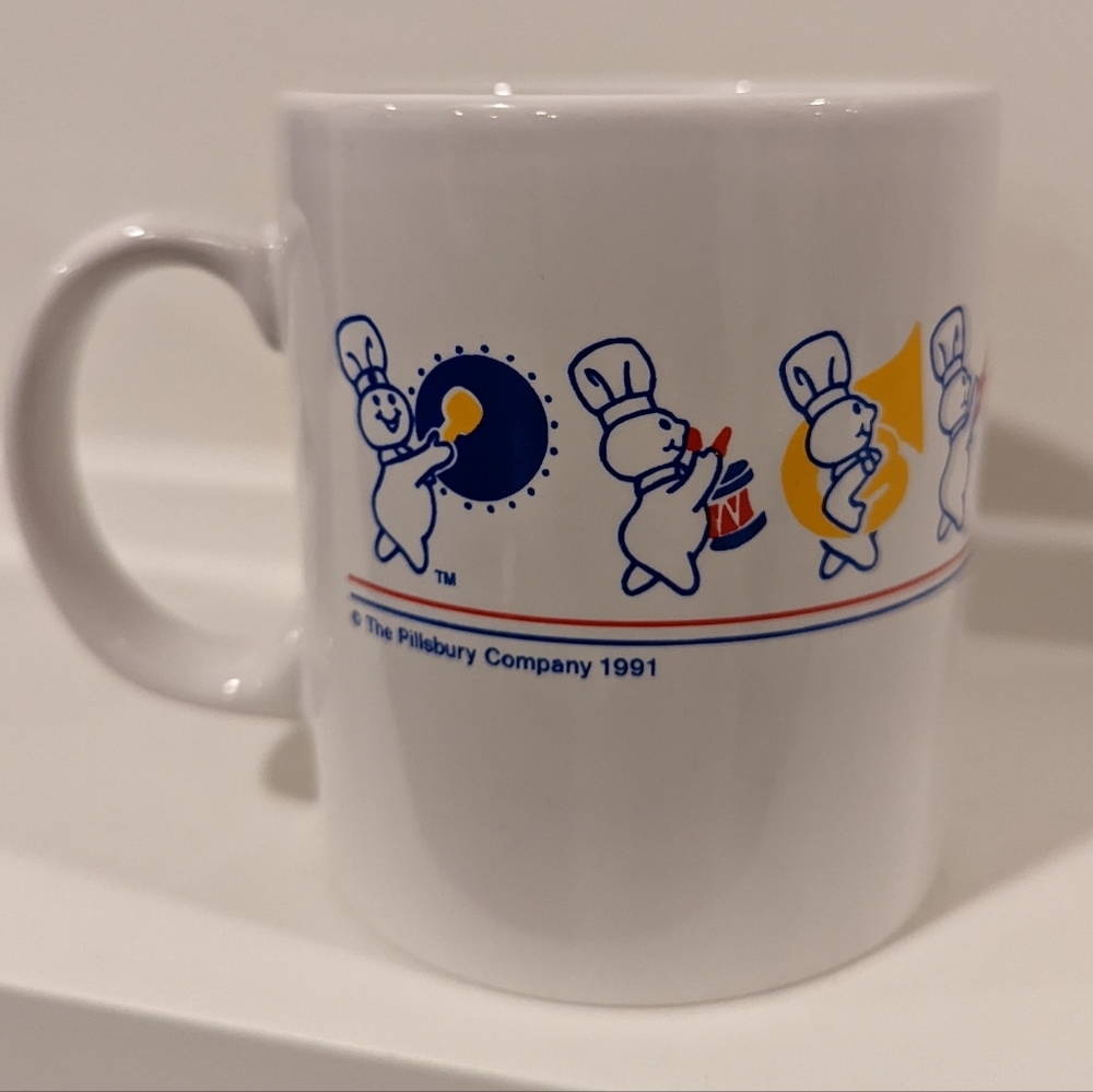 Pillsbury Vintage White Ceramic Mug with Playful Design